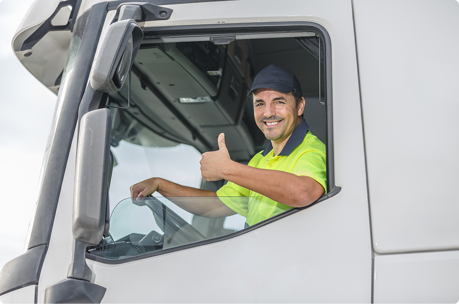 Happy driver giving thumbs up
